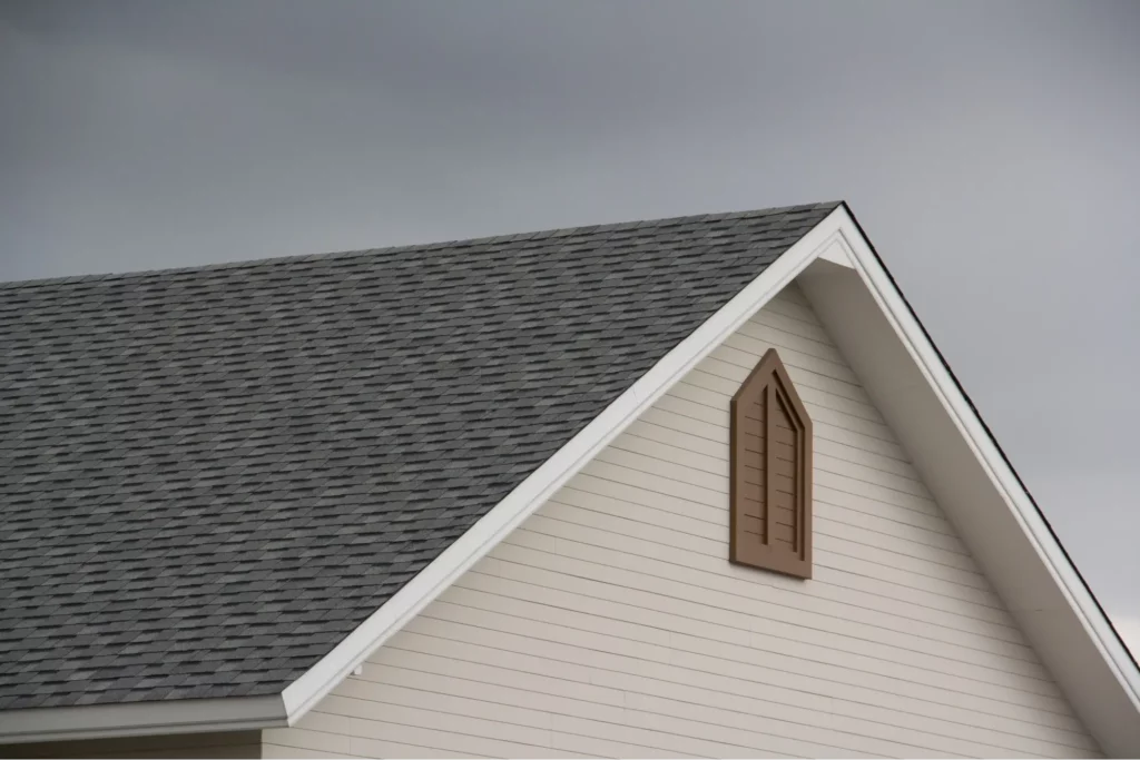 Close up of roof with asphalt shingles